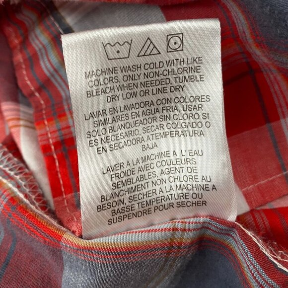 Wrangler Mens Shirt Medium Long Sleeve Western Button Up Pearl Snap Red Plaid - Picture 8 of 10